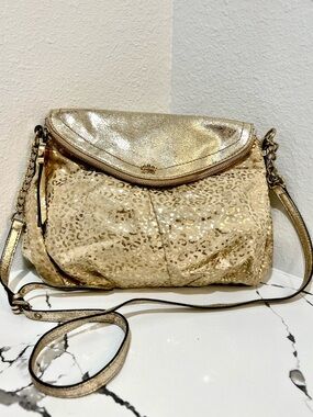 Juicy Couture Gold Glam Metallic Leopard Crossbody Bag Y2K